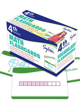 英文原版 4th Grade Math Flashcards 美国小学四年级数学卡片240张 英文版 进口英语原版书籍