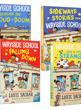 英文原版 Wayside School 歪歪路小学 新封面版 4册 荒诞故事/我们的学校要倒了/新来的代课老师 英文版 进口英语原版书籍