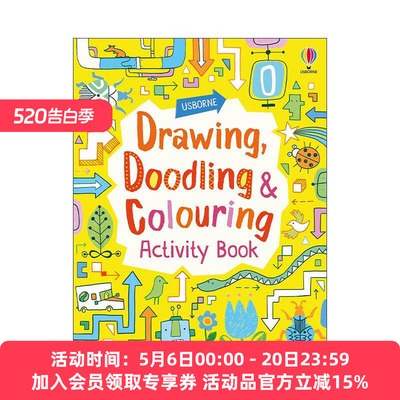 英文原版 Drawing Doodling and Colouring Activity Book 绘画 涂鸦和涂色活动手册 低幼儿童早教趣味益智游戏 进口英语原版书籍