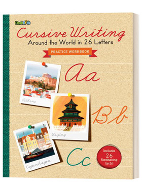 英语草书书法练习手册 英文原版 Cursive Writing Practice Workbook 26个字母环游世界 英文版 进口英语原版书籍