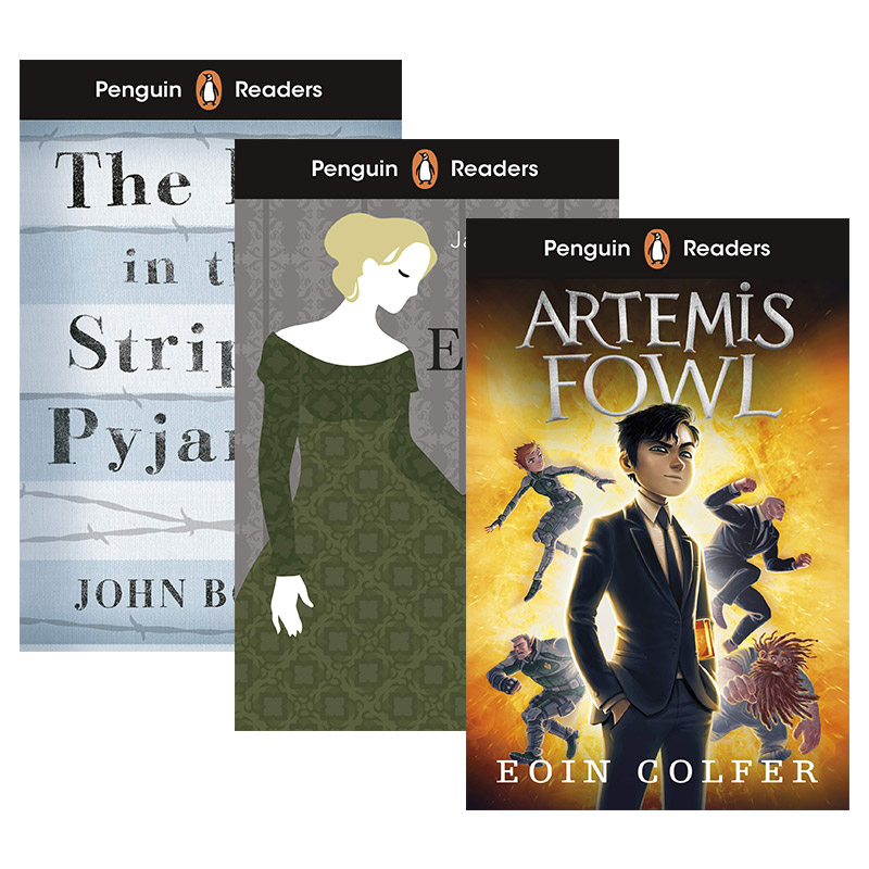 企鹅兰登小说分级读物4级3册 英文原版 Penguin Readers Level 4 爱玛 穿条纹衣服睡衣的男孩 阿特米斯奇幻历险 进口英语分级阅读