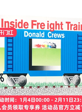 英文原版绘本 Inside Freight Train 火车的里面 纸板操作书 Donald Crews 亲子游戏互动图画书 0-1-3-6岁进口启蒙阅读早教儿童书