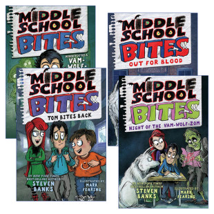 Steven 书籍 Middle 进口英语原版 英文版 Banks 儿童幽默校园小说 Bites School 英文原版 中学咬人系列4册