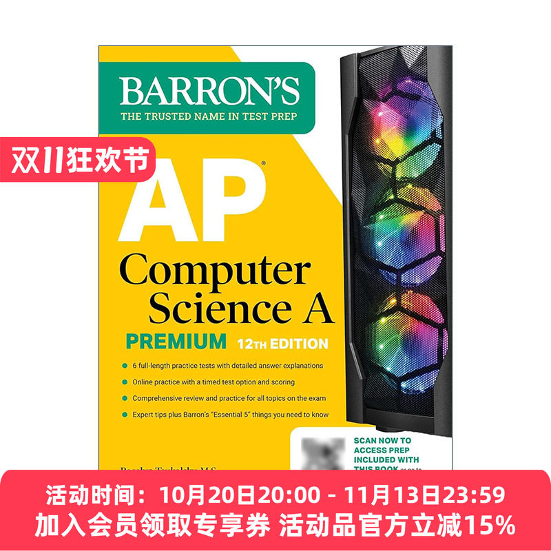 英文原版 AP Computer Science A Premium 巴朗AP计算机科学A备考指南 高级版 6套题+综合复习+在线练习 英文版 进口英语原版书籍