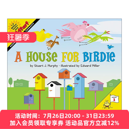 英文原版 Mathstart Level 1 A House for Birdie 数学启蒙绘本1级 小鸟的房子 英文版 进口英语原版书籍