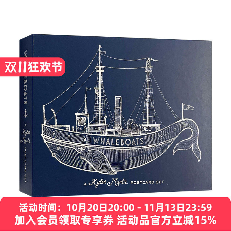 捕鲸船 英文原版 Whaleboats A Kyler Martz Postcard Set 美国插画师 纹身画师Kyler Martz明信片盒装 英文版 进口英语原版书籍