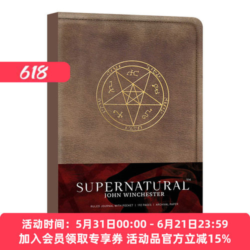 英文原版 Supernatural 邪恶力量 John Winchester 皮革横线笔记本 英文版 进口英语原版书籍
