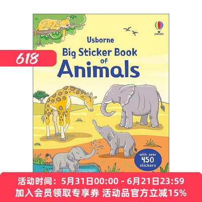 英文原版 Usborne Big Sticker Book of Animals 尤斯伯恩动物主题单词贴纸书 儿童启蒙认知学习 新版 英文版 进口英语原版书籍