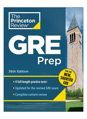 英文原版 Princeton Review GRE Prep 普林斯顿美国研究生入学考试考试备考指南2025 第36版 英文版 进口英语原版书籍