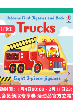 英文原版 Usborne First Jigsaws and Book Trucks 尤斯伯恩拼图和绘本 卡车 英文版 进口英语原版书籍