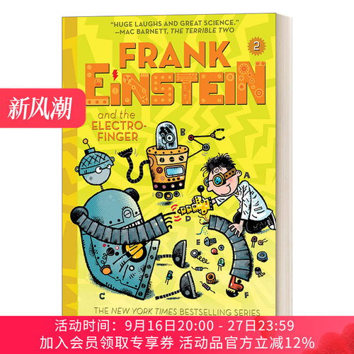 英文原版 Frank Einstein and the Electro-Finger Frank Einstein Series #2 弗兰克.爱因斯坦系列2 儿童中级章节书 英文版
