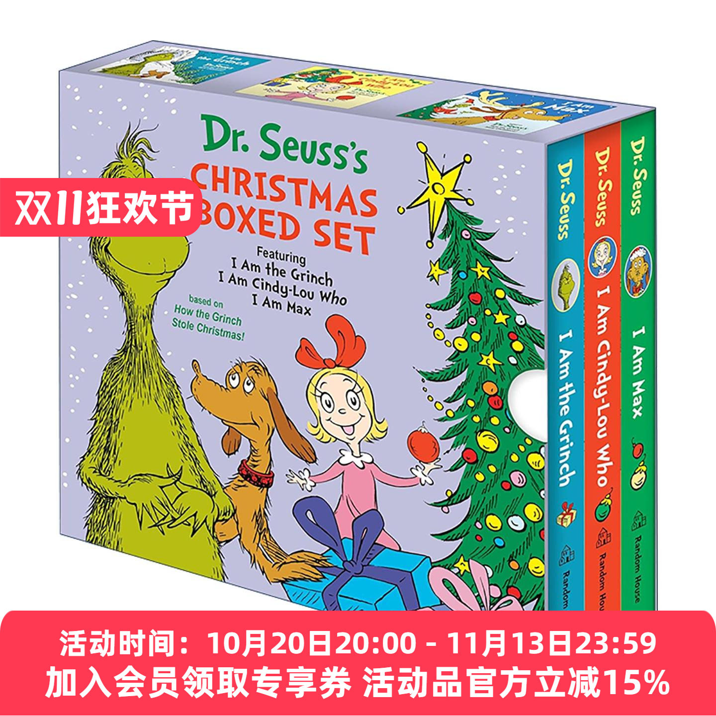 英文原版 Dr.Seuss's Christmas 3-Book Boxed Set 苏斯博士圣诞主题三册套装 我是圣诞怪杰 辛蒂 马克思 儿童经典绘本 英文版