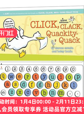 咔嗒咔嗒嘎 英文原版 Click Clack Quackity-Quack A Typing Adventure 嘻农场发声玩具书 凯迪克获奖作者 英文版 进口英语书籍