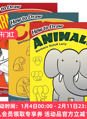英文原版 How to Draw - Barbara Soloff Levy 如何画动物系列3册 儿童卡通绘画技巧指南 Barbara Soloff Levy 英文版 进口书籍