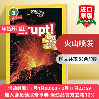 英文原版 NG Kids Readers L3 Erupt! 100 Fun Facts About Volcanoes 火山喷发 国家地理分级阅读 英文版 进口英语原版书籍