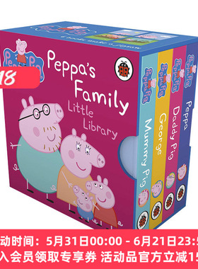 小猪佩奇的一家 小小图书馆手掌纸板书4册 英文原版 Peppa Pig Peppa’s Family Little Library 英文版 进口英语原版书籍