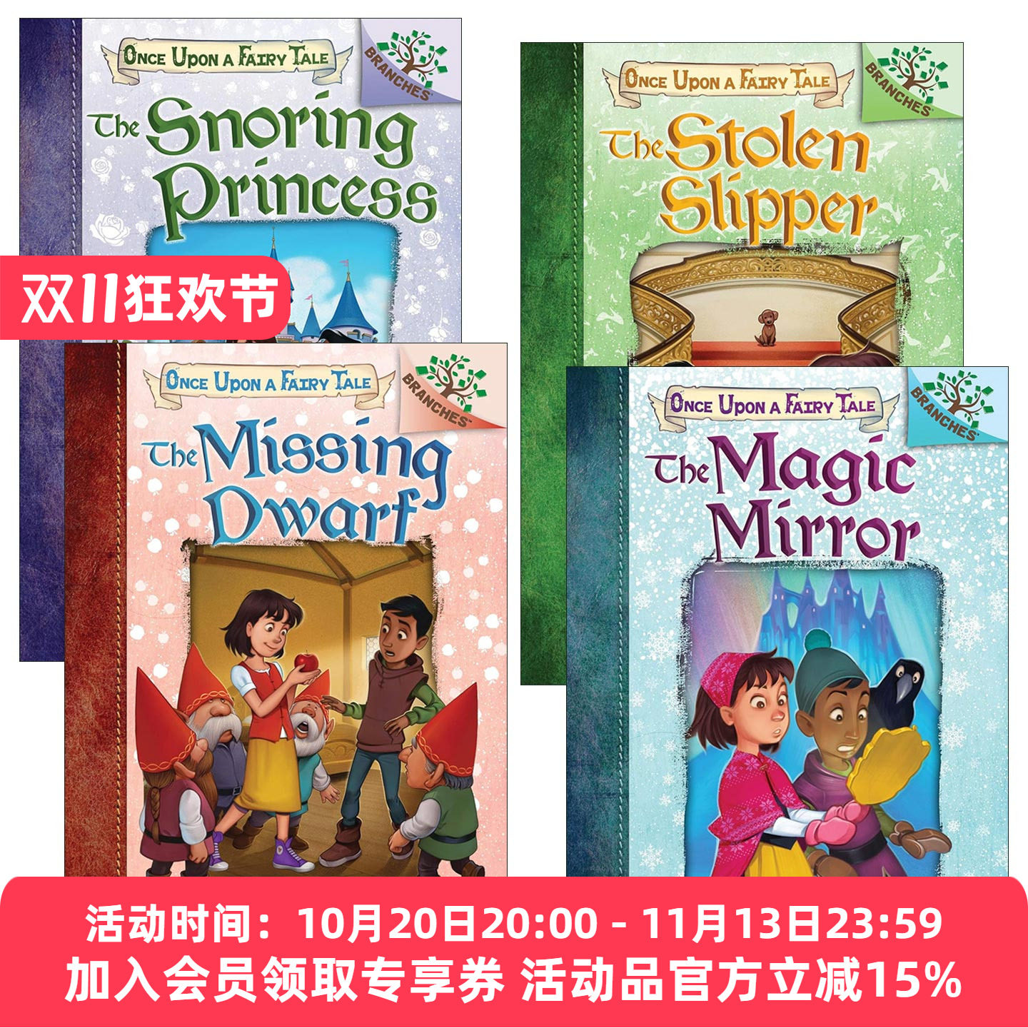 英文原版 Once Upon a Fairy Tale 学乐大树系列冰雪公主童话故事4册 魔镜 偷来的水晶鞋 打呼噜的公主 英文版 进口英语原版书籍