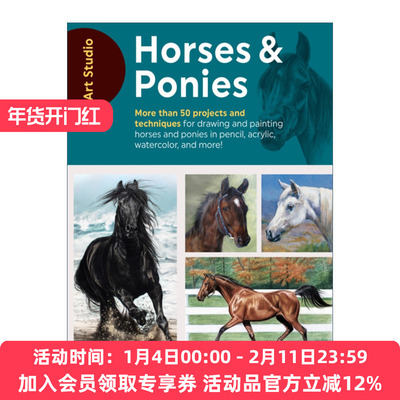 艺术工作室 英文原版 Art Studio Horses & Ponies 马和小马 50多个关于各种马和小马的分步画法指南 英文版 进口英语原版书籍