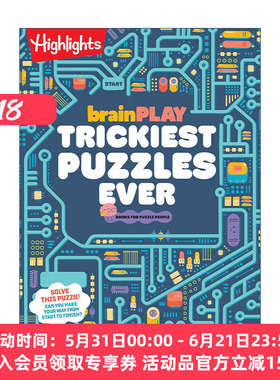 英文原版 brainPLAY Trickiest Puzzles Ever 棘手的谜题 Highlights亮点儿童解谜益智游戏活动书 迷宫 英文版 进口英语原版书籍