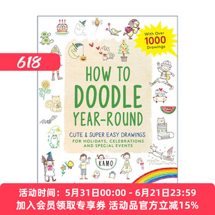 英文原版 How to Doodle Year-Round 如何全年涂鸦 特殊节日事件 庆祝活动 可爱卡通绘画指南 Kamo 英文版 进口英语原版书籍