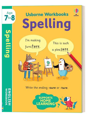 英文原版 Usborne Workbooks Spelling 7-8 尤斯伯恩拼写练习册7-8岁 英文版 进口英语原版书籍