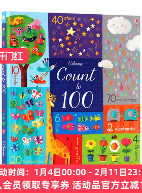 数到一百 英文原版 Usborne Count to 100 数字认知 尤斯伯恩 数学启蒙早教书英语绘本 亲子互动故事书课外读物 英文版进口书籍