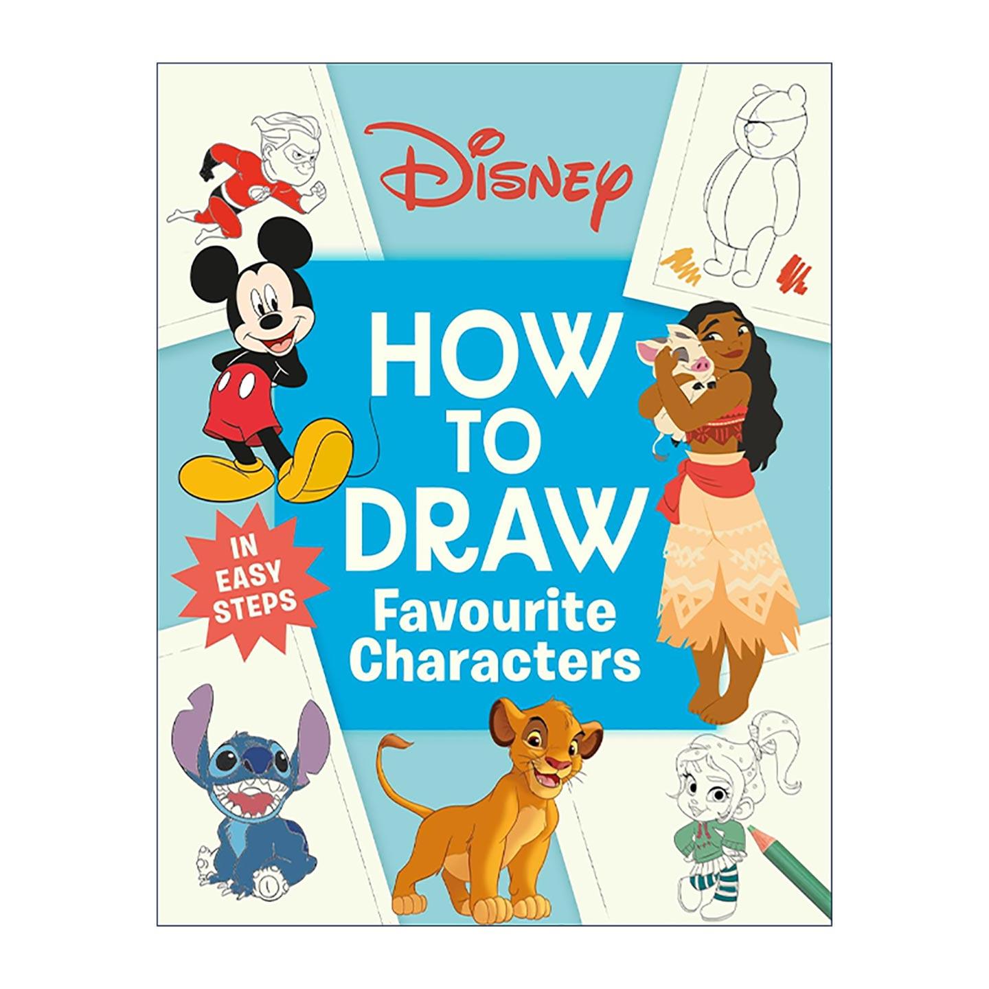 英文原版 Disney How to Draw Favourite Characters DK迪士尼人气角色绘制全彩教程书 米奇米妮唐老鸭公主绘画指南 英文版 进口