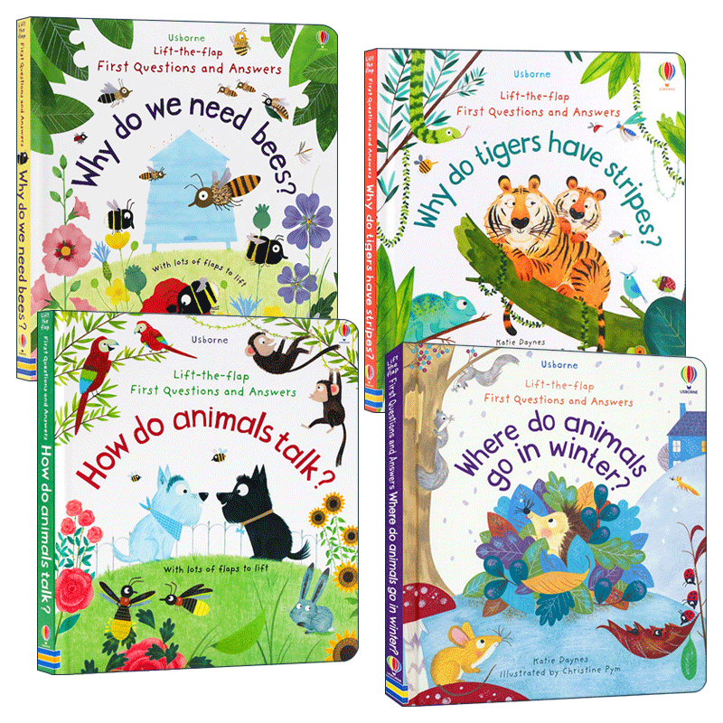 英文原版 Usborne Lift-the-Flap First Questions and Answers 儿童你问我答翻翻书 动物科普百科系列4册 英文版 进口原版书籍