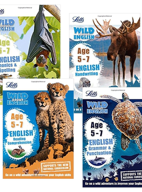 英文原版 Collins Letts Wild About English系列 柯林斯少儿英语科普练习册4册5-7岁 Grammar Phonics Handwriting进口语法写作书
