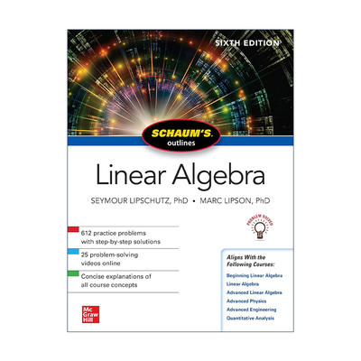 英文原版 Schaum's Outline of Linear Algerbra 全美经典学习指导系列 线性代数 第6版 英文版 进口英语原版书籍