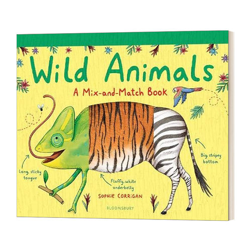 英文原版绘本 Wild Animals A Mix and Match Book 翻翻野外 亲子绘本 英文原版 进口图书 3-6岁 精装 英文版 进口英语原版书籍