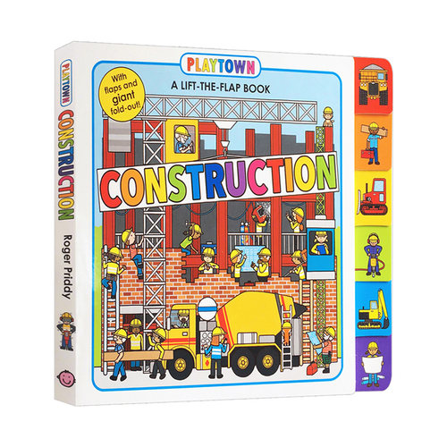 玩玩镇系列 建筑 英文原版绘本 Playtown Construction 儿童纸板翻翻书 英文版幼儿启蒙绘本 进口原版英语辅导玩具游戏书