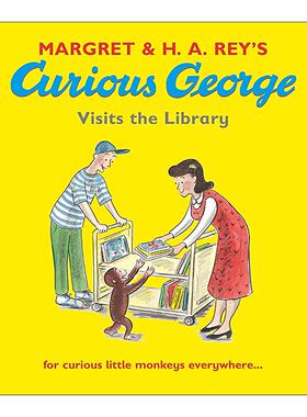 英文原版 Curious George Visits the Library 好奇猴乔治参观图书馆 儿童趣味图画故事绘本 英文版 进口英语原版书籍