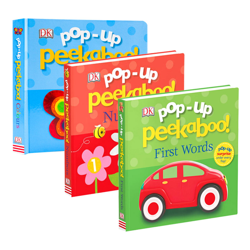 DK躲猫猫立体纸板书3册 单词 数字 颜色 英文原版绘本 Pop Up Peekaboo First Words Numbers Colours 英文版原版儿童英语启蒙书籍