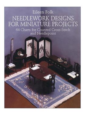 英文原版 Needlework Designs for Miniature Projects 微缩模型的刺绣插图指南 十字绣 缝纫技巧 装饰设计 手工艺 英文版
