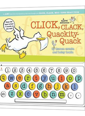 咔嗒咔嗒嘎 英文原版 Click Clack Quackity-Quack A Typing Adventure 嘻农场发声玩具书 凯迪克获奖作者 英文版 进口英语书籍