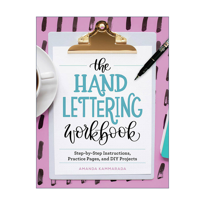 英文原版 The Hand Lettering Workbook 手写字练习册 书法练字分步指南 可DIY 艺术字 Amanda Kammarada 英文版 进口英语原版书籍