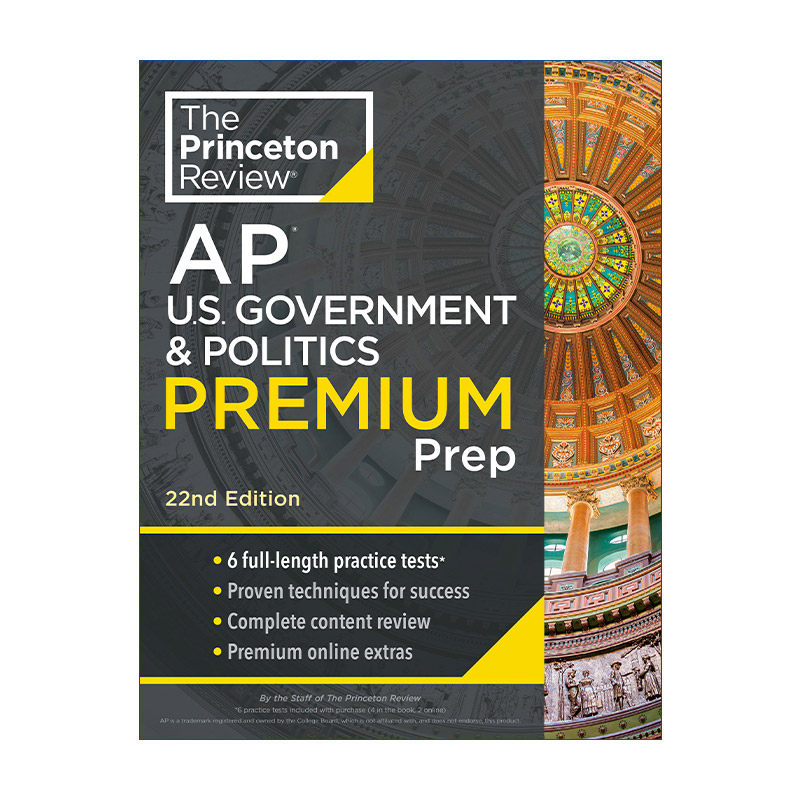 英文原版 Princeton Review AP U.S. Government & Politics Premium Prep 22nd Edition 普林斯顿评论AP美国政府和政治 增值版