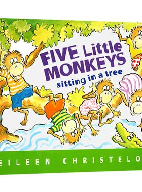 五只小猴子坐在树上 英文原版绘本 Five Little Monkeys Sitting in a Tree 廖彩杏书单 儿童英语启蒙图画故事书 英文版进口纸板书