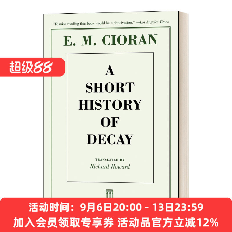英文原版 齐奥朗/萧沆:解体概要 A Short History of Decay E. M. Cioran 进口英语原版书籍