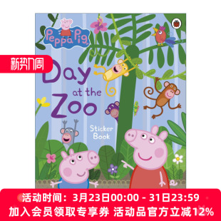 Day Zoo 英文原版 Pig 英文版 书籍 小猪佩奇贴纸书 一天 Peppa Book Sticker the 进口英语原版 在动物园