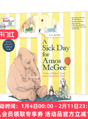 英文原版绘本 Sick Day For Amos Mcgee Book & Cd 阿莫的生病日 有声书 英文版 进口英语原版书籍