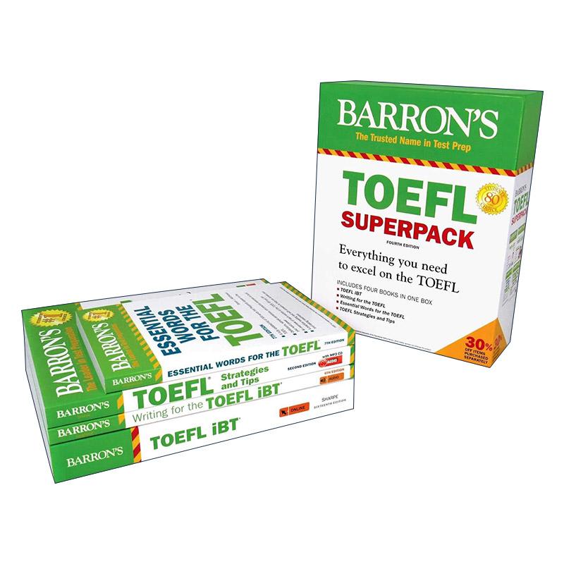 英文原版 TOEFL Ibt Superpack 托福指南4本套装 第4版 带光盘 含指南 词汇 写作 策略 英文版 进口英语原版书籍