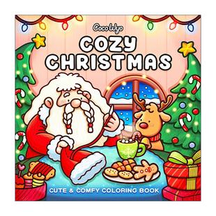 舒适 圣诞节 进口英语原版 Cozy 书籍 英文版 Christmas 填色着色书 英文原版 适合成人与儿童