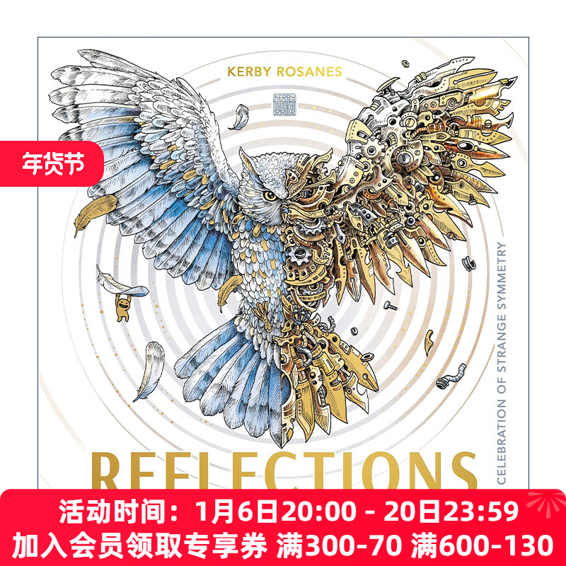 英文原版 Reflections 对称 填色寻物 着色涂色书 绘本 漫画 艺术 Kerby Rosanes 英文版 进口英语原版书籍