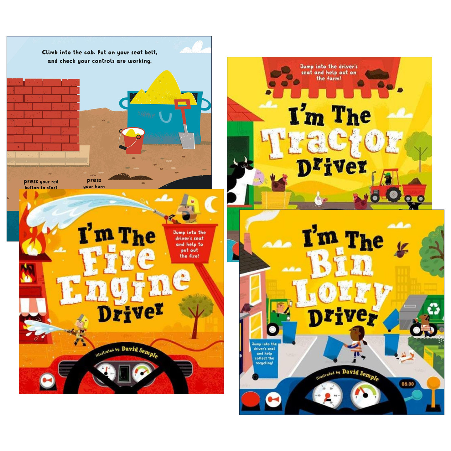 英文原版 I'm The Driver 我是司机系列4册 牛津精品认知绘本 挖掘机/消防车/垃圾车/拖拉机司机 英文版 进口英语原版书籍