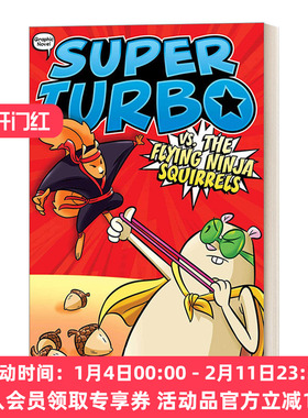 英文原版 Super Turbo vs. the Flying Ninja Squirrels 仓鼠超人系列#2 彩页漫画书 英文版 进口英语原版书籍