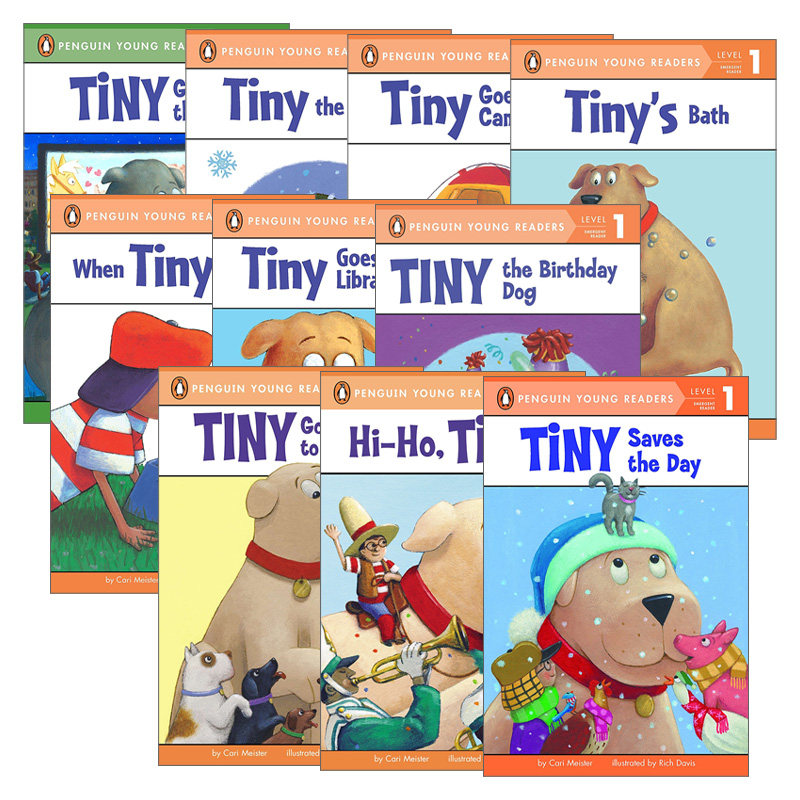 英文原版绘本 Penguin Young Readers Tiny 企鹅青少分级阅读1、2级 泰尼系列10册 泰尼去图书馆/露营/看电影 进口英语原版书籍