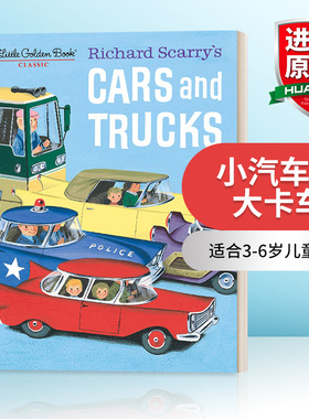 英文原版 Richard Scarry's Cars and Trucks 小汽车和大卡车 斯凯瑞小金书精装绘本 英文版 进口英语原版书籍