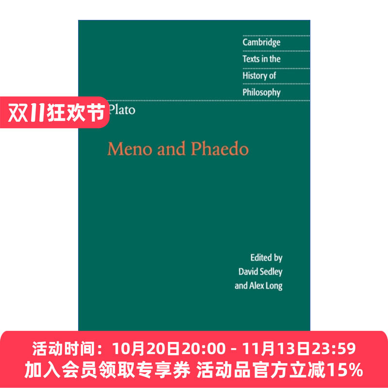 柏拉图  英文原版 Plato Meno and Phaedo 美诺篇 斐多篇 剑桥哲学史文本系列 英文版 进口英语原版书籍